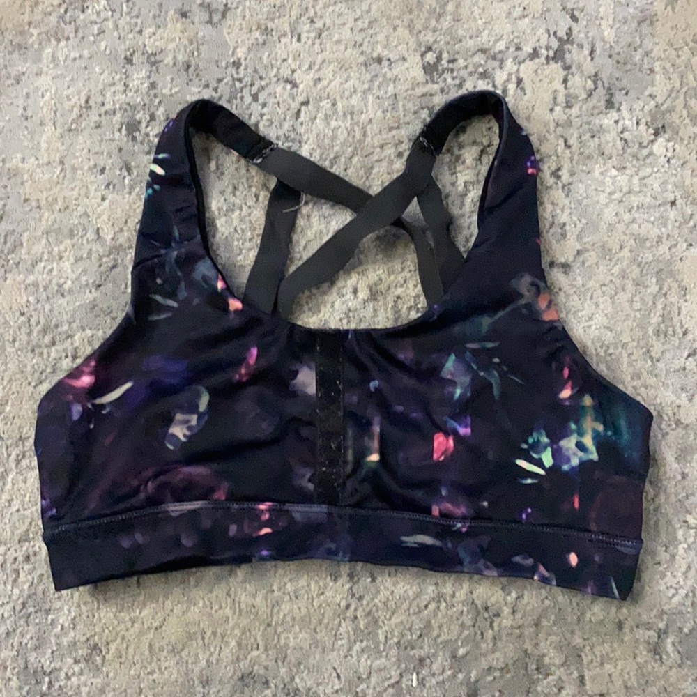 Champion black colorful sports bra. Medium